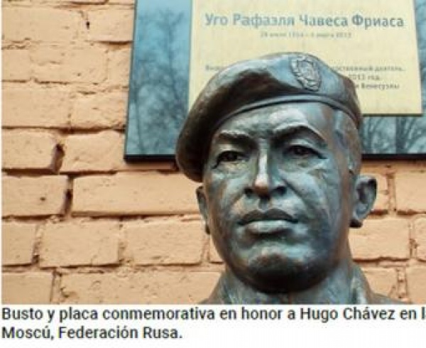 The bust of Hugo Chavez was temporarily in Moscow