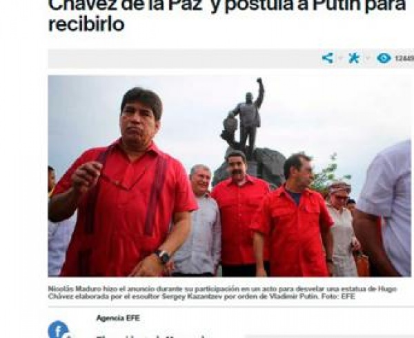 СМИ об открытие памятника У.Чавесу, на испанском
