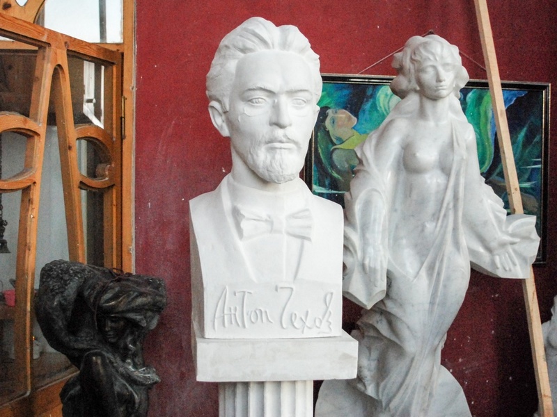 High relief A. Chekhov and I. Levitan